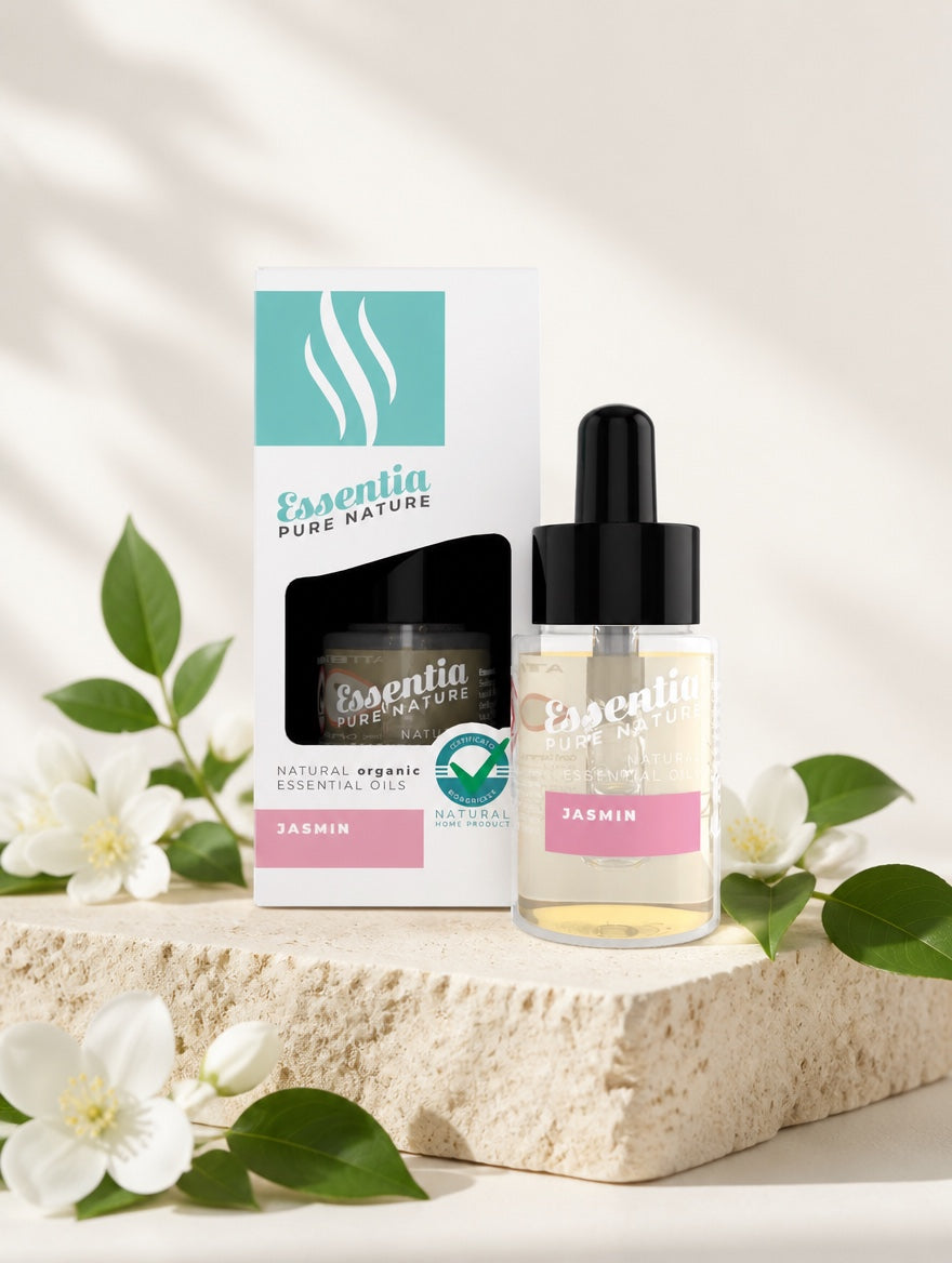 Naravno eterično olje Jasmin Essentia Pure Nature z jasminovimi cvetovi